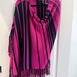 Trina Turk Vibrant Pink and Black Striped Shall